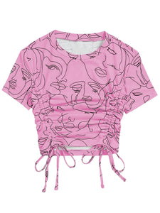 Toplot Printed Crop Top For Women With Short Sleeve (Crop-Top-5100-Pink-S),Pink,,B0CBPPTHVM