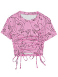 Toplot Printed Crop Top For Women With Short Sleeve (Crop-Top-5100-Pink-S),Pink,,B0CBPPTHVM
