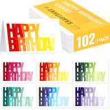 XXINMOH 102 Pack Happy Birthday Cards Bulk Box Set with Envelopes 4 x 6 inch, Blank Inside, 6 Designs for Students, Work, Office
