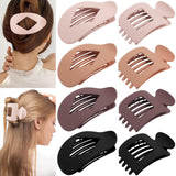 TOBATOBA 8Pcs Flat Hair Clips for Women - Large Matte Flat Claw Clips 2 Styles Strong Hold Lay Down Claw Clips for Women Thick &