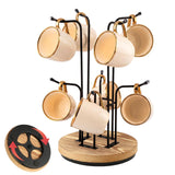 ZYROVEXION 360 Rotating Coffee Cup Holder,8 Hooks Coffee Mug Holder Stand for Countertop with Stable Base, Kitchen Coffee Bar De
