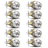 Plustool 10 Pack Brushed Nickel Door Knobs,Privacy Door Knob with Lock, Interior Doorknobs Silver, Keyless Door Locks Set for Be