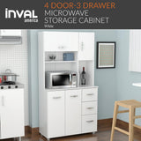 Inval America 4 Door Microwave Storage Cabinet, 1535 X 3504 X 6614, White