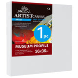 PHOENIX 36x36 Inch Museum Canvas - 2 3/8 Inch Thick Porfile Deep Large Stretched Canvas for Painting 1 Pack 100% Cotton 11 Oz. G