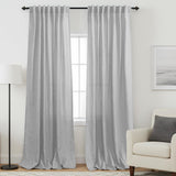 KOUFALL Floor to Ceiling Curtains 8 FT 8 FT, Sheer Linen Gray Curtains for Living Room Bedroom 96 Inch Long 2 Panel Sets, Light Grey