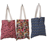SAVON Cotton Tote Bag Printed Reusable Grocery Bag Cloth 3 pack