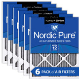 Nordic Pure 16x20x1 (15 1/2 x 19 1/2 x 3/4) Furnace Air Filters MERV 12 Pleated Plus Carbon 6 Pack