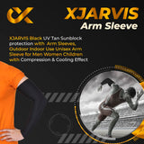 Xjarvis Premium Black Uv Tan Sunblock Protection Arm Sleeves Compression Cooling Unisex Hand Sleeves Made With Durable & Flexible Polyester - Ideal For Cricket Cycling Outdoor Activities Pack Of 1,Premium Without Thum,,B0CMY38NH5