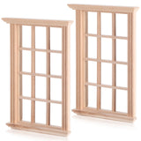 JOINPAYA 2 Pcs Dollhouse Windows Frames: 1: 12 Scale Miniature Wood Windows 12- pane Window Furniture Model for Dolls Houses Dec