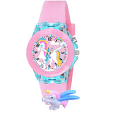 On Time Octus Silicone Kids Analouge Multi-Color Light Cute 3D Cartoon Character Girls Watch (Multicolour Dial & Pink Colored St