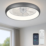 Fszdorj 20'' Ceiling Fan with Light, Upgraded Low Profile Fan, Flush Mount Ceiling Fan, 6 Speeds, Dimmable LED, App & Remote Con