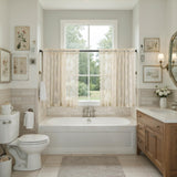 Kotile Short Beige Lace Curtains for Bedroom Floral 42 x 54 Inch, 2 Panels