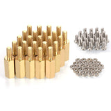 MMOBIEL 24 Pieces M2.5 (11mm Body + 6mm Screw) Hex Brass Standoff Cylinders + Screws + Nuts for Raspberry Pi Series Minicomputer
