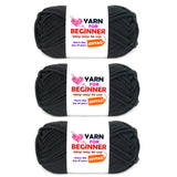Black Yarn for Crocheting and Knitting Cotton Crochet Knitting Yarn for Beginners with Easy-to-See Stitches Cotton-Nylon Blend E