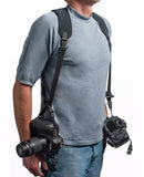 OP/TECH USA Neoprene Double Sling Camera Harness Camera Strap for Photographers 6501082, Black