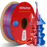 Reprapper Dual Color Filament Coextrusion PLA Filament 1.75mm for 3D Printer, Multicolor Like Rainbow PLA, 2.2lbs (1kg), Silk PL
