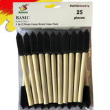 PANCLUB Foam Paint Brush Value Pack 1 Inch 25 Pack, with Wood Handles, and Great for Art, Varnishes, Acrylics, Stains, Crafts