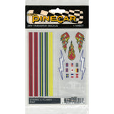 Woodland Scenics P307 Pine Car Derby Dry Transfer Decal 4 by 5Inch Sheet, Stripes and Flames