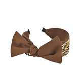 Yonchic Leopard Print Bowknot Headband for Women& Girls Cute Fashion Wide Non-slip Bow Headbands Fabric Cloth Hairbands Hair Accessories (Coffee)-New