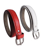 Pinkit WomenS Combo Set Of 2 Pu Leather Belts Red & White