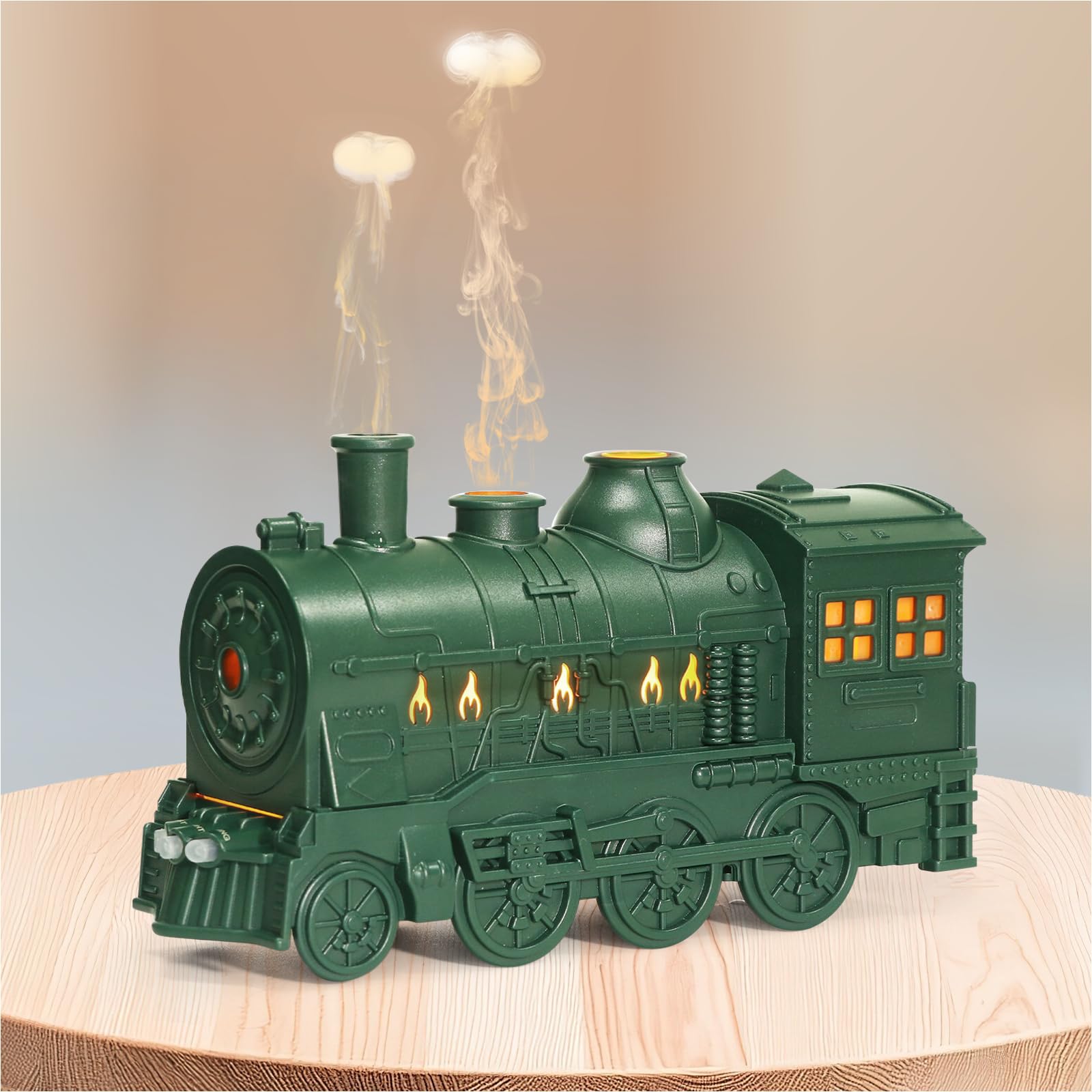 HIROGA Train Diffuser 300ml, Aromatherapy Cool Mist Ultrasonic Aroma Train Diffuser with Remote Control 2 Light 2 Mist Mode Auto