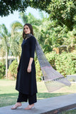 Gosriki Women'S Rayon Blend Solid Anarkali Kurta With Pant & Dupatta (Jamana Black-Vks04-Gs_Xxl_Black_Xx-Large),Black,2,B0DRNMSYHK