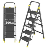 DIAMONDFORGE 5-Step Folding Step Ladder Stool with Handle, Anti-Slip Wide Pedals & Feet, 800lbs Capacity for Home Kitchen Adults