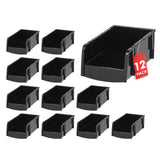 IRIS USA Stackable Storage Bins Open Front, 12 Pack, Plastic Hanging Organizer Caddy Basket for Hardware Crafts, Small Parts, Nu