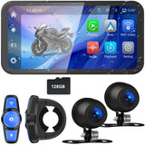 Tenbaba 6.25 Motorcycle Motorcycle Dash Cam, Wireless Motorcycle Carplay & Android Auto Screen, Motorbike GPS Navigation, IP67 W
