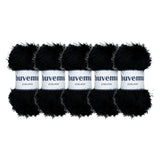 Eyelash Fun Fur Yarn 100 Gram (3.53 Ounces) 175 Yards (160 Meters) (Black - 5 Skeins)