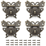 SDTC Tech 4-Pack Vintage Bronze Hasp Latch Retro Jewelry Box Butterfly Shaped Antique Latch with Padlock Hole for Antique Cabine