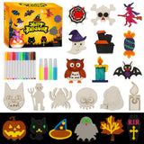 Worgree Halloween Crafts for Kids, 36 Pcs DIY Wooden Magnets Art Craft Supplies Painting Kit for Boys Girls Ages 4-8 8-12 Hallow
