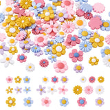 Beadthoven 240pcs Opaque Resin Flower Cabochons Assorted Colors No Hole Flatback Sunflower Bead Charms Embellishment Supplies fo