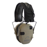 Walker's Razor Slim Shooter Dark Earth Electronic Hunting Folding Hearing Protection Earmuffs w/ 23dB Noise Reduction & Black Sh