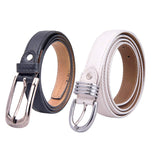 Pinkit Pu Leather Belt Combo Pack For Women/Ladies/Girls (Free Size, Fits Waist Size 26 To 34) Black And White (Pack Of 2)