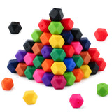 HHCFAST 96Pcs Hexagon Silicone Beads, 14mm Polygon Silicone Beads for Keychain Making, Pens and Bracelet Making(Multicolor Class