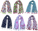 Fusfus WomenS Printed Chiffon Scarves And Stoles, Free Size(Multicolour, Fs1116) Pack Of 6 (Multicolor1)