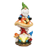 TERESA'S COLLECTIONS Garden Gnomes Statues Decorations for Yard with Solar Lights, Resin Gnome on Mushroom Reading Garden Decor 