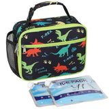 Bagseri Kids Lunch Bag with Ice Pack Included - Insulated Lunch Box for Boys Reusable Meal Tote for School & Travel, Black Dinos