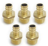 (Pack of 5) Pex 3/4 Inch x 3/4 Inch NPT Male Adapter Brass Crimp Fitting ()