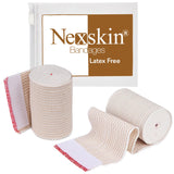 Premium Elastic Bandage Wrap (3 Wide, 2 Pack) Nexskin Latex Free Athletic/Medical Compression Bandages Hook & Loop Fastener