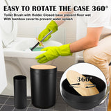 iMucci Bathroom Accessories Set with Trash Can,Toothbrush Holder, Lotion Soap Dispenser, Soap Dish,Tumbler Cup(9Pcs Black Bamboo