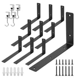 Redunest L Floating Shelf Brackets,10 Pack Heavy Duty L Brackets for Shelves, L 10 X H 6 Black Metal Countertop Support Brackets