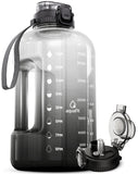 AQUAFIT 1 Gallon Water Bottle with Time Marker - Straw & Chug Lid - BPA Free Gym Water Bottle with Straw - Big Gallon Jug (B Omb