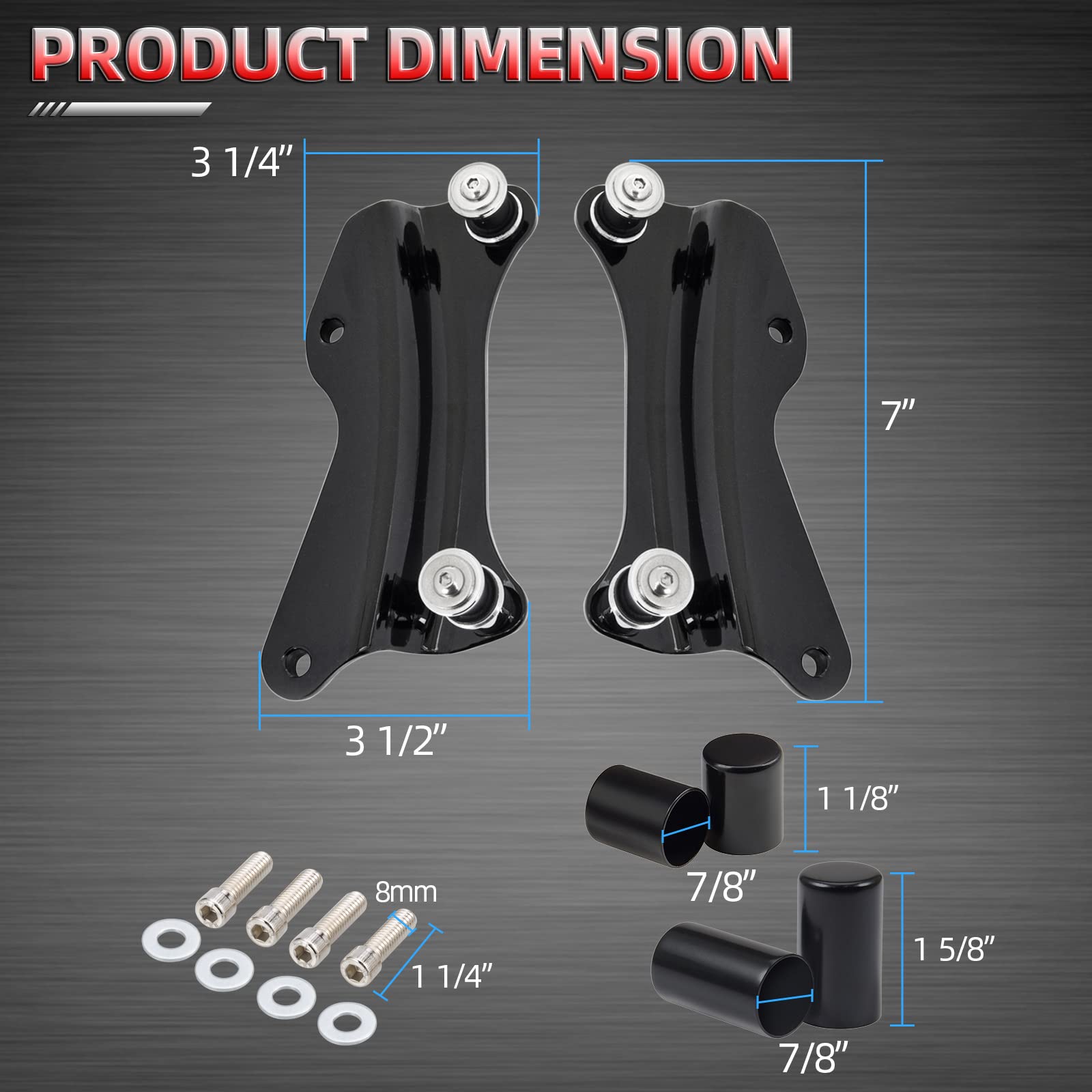 Amazicha Vivid Black 4 Point Docking Hardware Kit , 4 PCS Docking Hardware Covers Compatible for Harley Davidson Touring Street