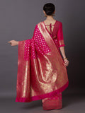 Leriya Fashion Saree For Women | Golden Saree For Women | Cotton Silk Saree For Women | Saree (Pink)