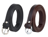 Zacharias WomenS Artificial Leather 0.5 Inches Slim Belt V0.5_(Black & Brown_Pack Of 2)