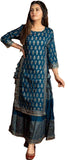 Anni Designer Women'S Rayon Blue Printed Kurta With Plazzo (Doli Baii_S),Blue,S