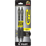 Pilot, G2 Premium Gel Roller Pens, Bold Point 1 mm, Pack of 2, Black