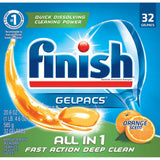 Finish Gelpacs Dishwasher Detergent, Orange Scent, 32 Count
